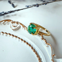 ༶一粒༶ ヴィンテージエメラルドグリーンの指輪 指輪・リング fukufuku