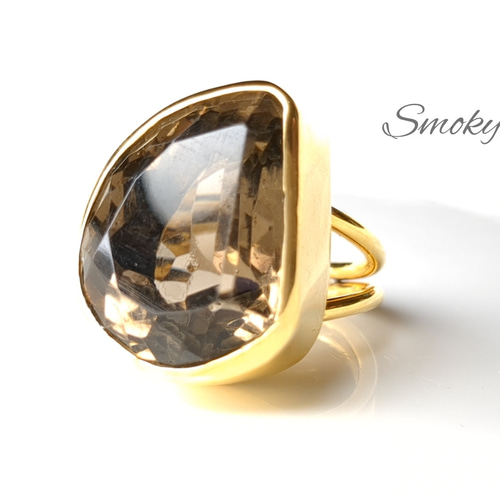 最新作☆『煌めくスモーキークォーツ』の世界でひとつの天然石リング  