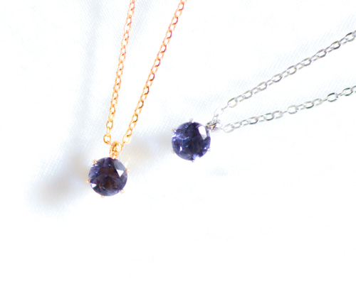 天然シリカ鉱石ネックレス　キラキラ光っててお洒落 11月誕生石 K10 シトリンの一粒ネックレス ~Petela~ (K18 変更