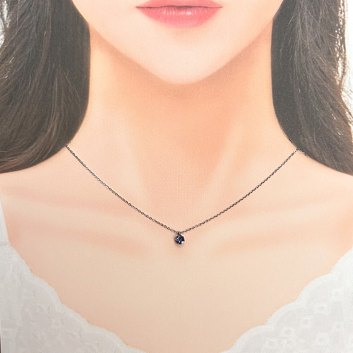 アイオライトのシンプルな一粒ネックレス】青紫/5mm/天然石/サージカル