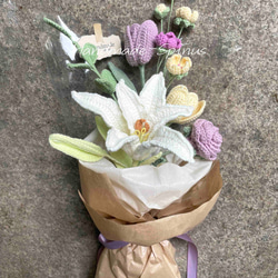 手工·鉤織·玫瑰花束·花·仿真花·花系列·情人節禮物·結婚禮物·禮物·礼品·棉線·創意·居家·復古風·婚禮·裝飾·饰品 第8張的照片