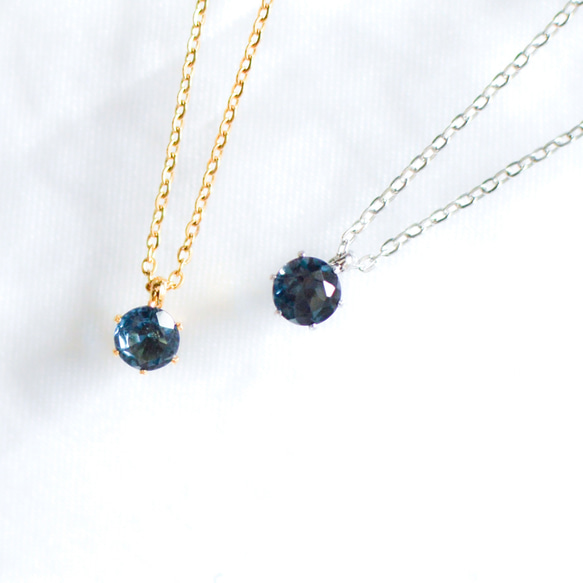 ブルートパーズ青色涙型ネックレス ロンドンブルートパーズのシンプルな一粒ネックレス】5mm/青/天然石