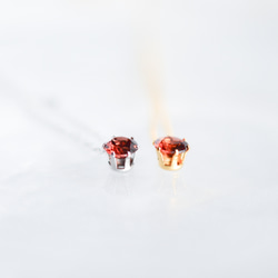 【ガーネットのシンプルな一粒ネックレス】赤/5mm/天然石/サージカルステンレス/つけっぱなしOK 3枚目の画像