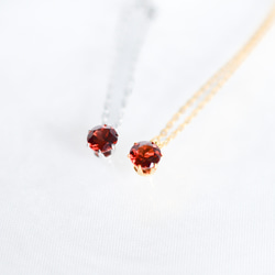 【ガーネットのシンプルな一粒ネックレス】赤/5mm/天然石/サージカルステンレス/つけっぱなしOK 4枚目の画像