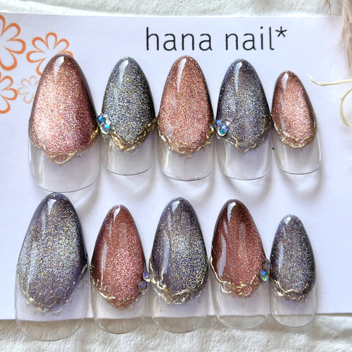 ネイルチップ マグネット 変形フレンチネイルチップ #62 ネイルチップ