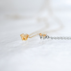 【天然石インペリアルトパーズのシンプルな一粒ネックレス】黄色/5mm/サージカルステンレス 3枚目の画像