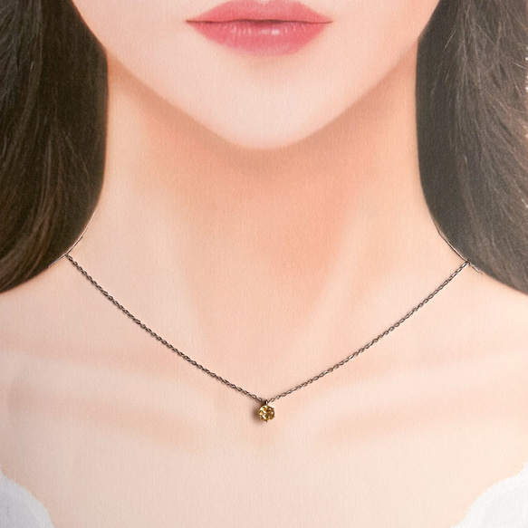 【天然石インペリアルトパーズのシンプルな一粒ネックレス】黄色/5mm/サージカルステンレス 9枚目の画像