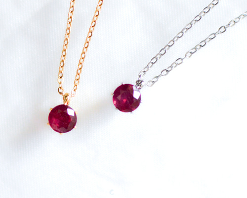 ルビーのお守りネックレス】ピンクレッド/5mm/天然石/サージカル