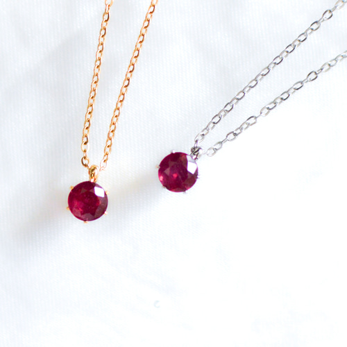 ルビーのお守りネックレス】ピンクレッド/5mm/天然石/サージカル