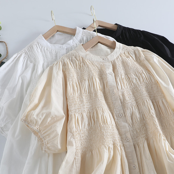 可愛い♡ホワイトチュニック 半袖 白シャツ レディース 半袖 ブラウス コットン 半袖 トップス オフィス