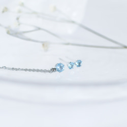 【天然石スイスブルートパーズのシンプルな一粒ネックレス】青/5mm/サージカルステンレス/つけっぱなしok 8枚目の画像