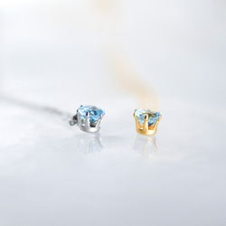 【天然石スイスブルートパーズのシンプルな一粒ネックレス】青/5mm/サージカルステンレス/つけっぱなしok 3枚目の画像