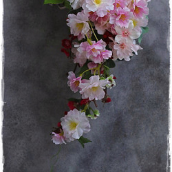 【春リース】再販・限定1個、流れるように桜満開、バッグ型リースの壁飾り。「Creema限定」 8枚目の画像
