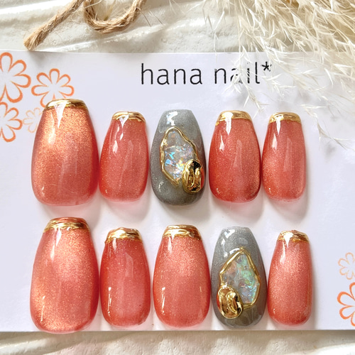 サイズオーダー】¥2020〜マグネットミラーフレンチネイルチップ