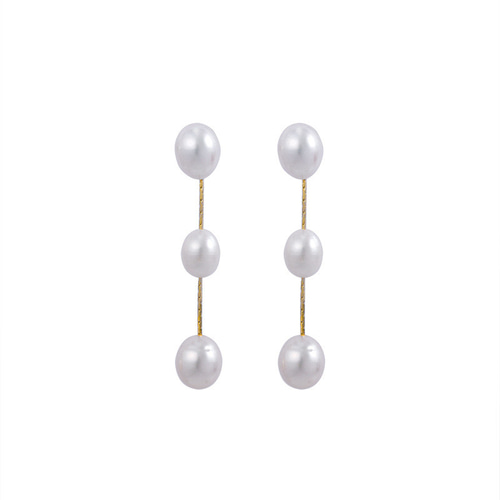 淡水パールイヤリング 人気 痛くない ノンホール 揺れる ゴールド