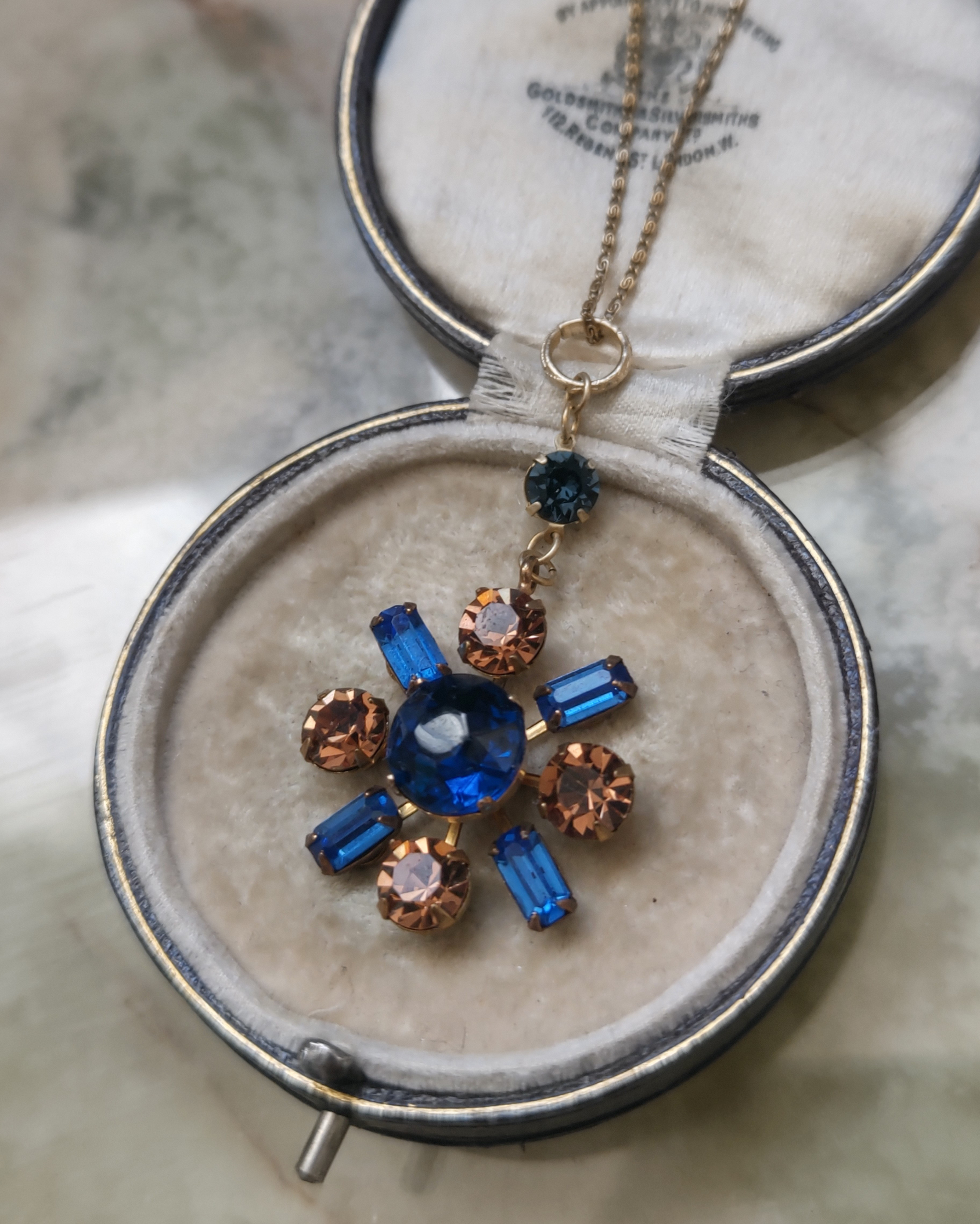 ヴィンテージ　コンビネーションペンダント　ブルー×トパーズ