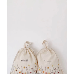 name rucksack / meadow flower | 一升餅 |  リュック | 名入れ | 着替え袋 8枚目の画像