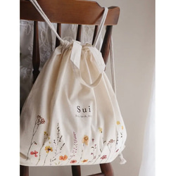 name rucksack / meadow flower | 一升餅 |  リュック | 名入れ | 着替え袋 14枚目の画像