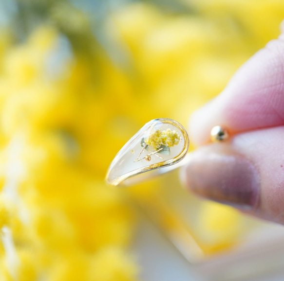 【期間限定】春まちミモザのお花リング　金属アレルギー対応　フォークリング 8枚目の画像