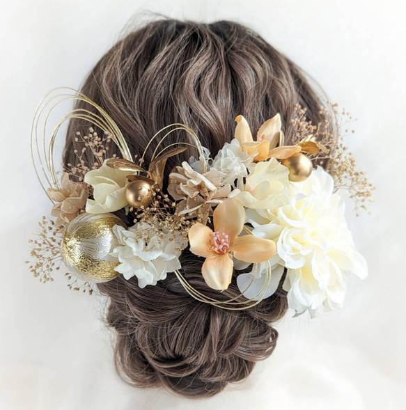髪飾り 成人式 卒業式 結婚式 水引 ドライフラワー RC154 ヘッドドレス