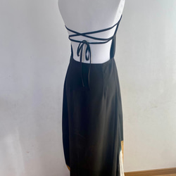 黒留袖　ブラック　着物リメイクシルクロングオープンバックドレス 5枚目の画像