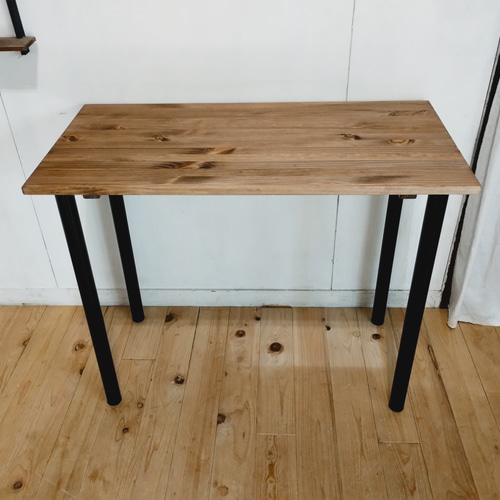 90cm×45cm h72.5cm パイン材とアイアン脚の机 机・デスク TAMA工房