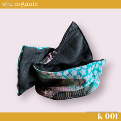 k 001 kimono turban with wire/ kimono　着物ターバン、帯リメイク、着物リメイク 3枚目の画像