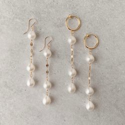 《14kgf》Drop Pearl long earringsピアス 淡水真珠 ドロップパール バロック 6月誕生石 1枚目の画像