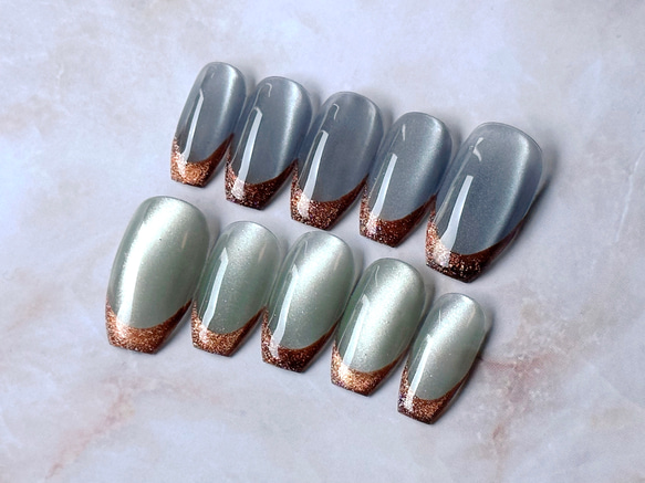 ネイルチップ♡フルオーダー♡即購入❌ ネイルチップ＊ぷるマグ×マグフレンチ ネイルチップ（つけ爪） Storm