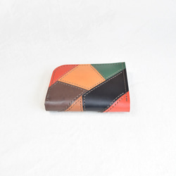 皮革のパッチワークのL字ファスナー財布　L303 7枚目の画像