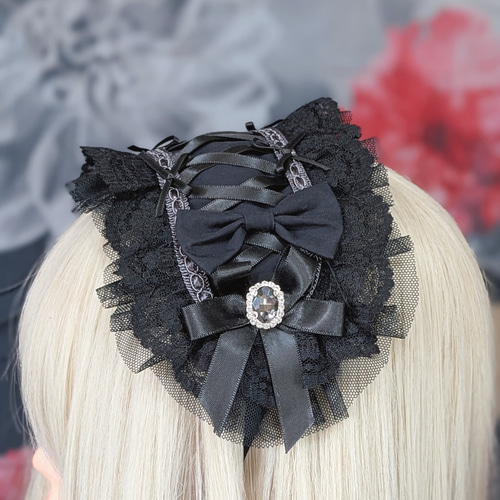 漆黒ヘッドドレス【Nyantelope】ロリータ ロリィタ ゴスロリ