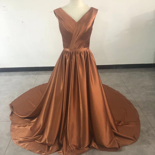 エレガント カラードレス テラコッタ色 優雅なシルエット フックタイプ  