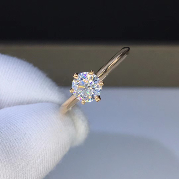 newデザイン】輝く モアサナイト ダイヤ リング K18PG 指輪・リング  