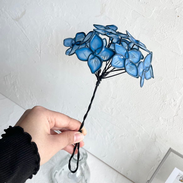 ブルー紫陽花　ワイヤークラフト 10枚目の画像