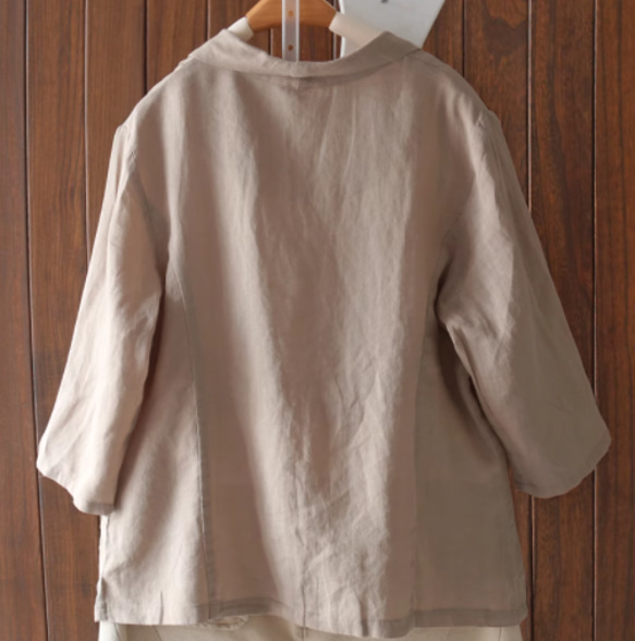 リネン麻コート着　ブレザー　ブラウス 　七分袖カジュアルトップス 4枚目の画像