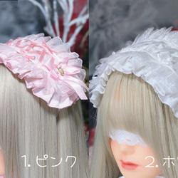 乙女のヘッドドレス(ピンク、ホワイト)【Nyantelope】ロリータ