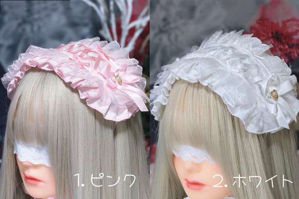 乙女のヘッドドレス(ピンク、ホワイト)【Nyantelope】ロリータ