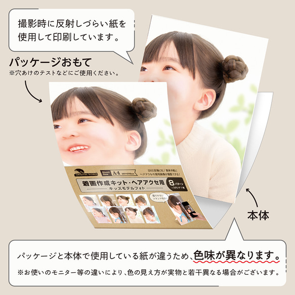 着画作成キット(ヘアアクセ)キッズモデルフォト 8種各1枚袋入(37-5019) 7枚目の画像