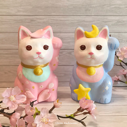 桜・アートにゃ招き猫/一点物・置物・春・猫 7枚目の画像