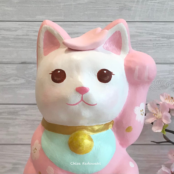 桜・アートにゃ招き猫/一点物・置物・春・猫 3枚目の画像