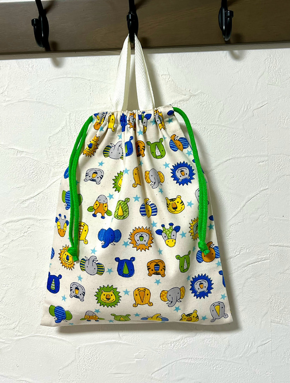 M25×30㎝☆お着替え袋・体操着袋☆かわいい動物達 体操服袋・お着替え