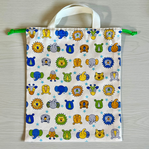 M25×30㎝☆お着替え袋・体操着袋☆かわいい動物達 体操服袋・お着替え