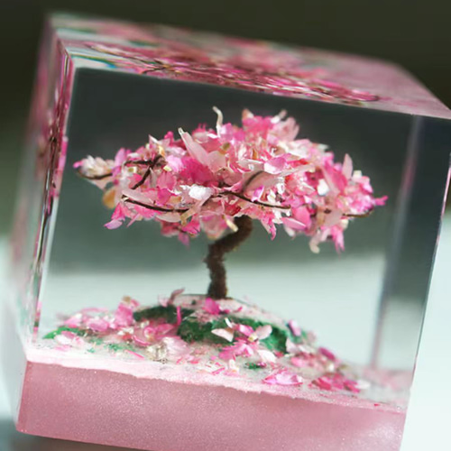 手作り ユニーク 卓上 芸術 装飾 飾り 桜の木 レジンアート 樹脂製