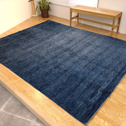 本週特色商品 42% OFF] 四季地毯天然手工編織地毯起居尺寸 247x194 公分藍色 第5張的照片