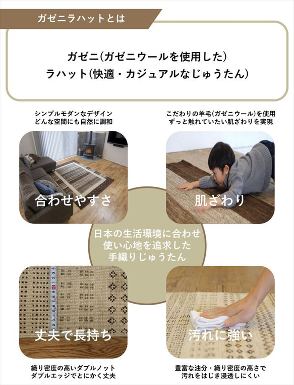 今週の超目玉品42%OFF】オールシーズンラグ　天然手織りラグ　リビングサイズ　247x194cm　ブルー 16枚目の画像