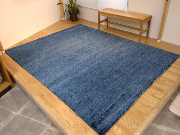 本週特色商品 42% OFF] 四季地毯天然手工編織地毯起居尺寸 247x194 公分藍色 第6張的照片