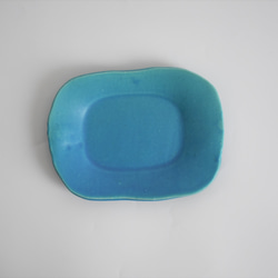 お得な2枚セット ゆるりスクエア型中皿(マット/水色/ブルー/トルコブルー/白御影土） 5枚目の画像