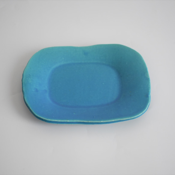 お得な2枚セット ゆるりスクエア型中皿(マット/水色/ブルー/トルコブルー/白御影土） 3枚目の画像