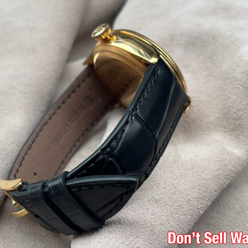 Rolex Cellini 時計用の手作りワニ革ストラップ (送料無料