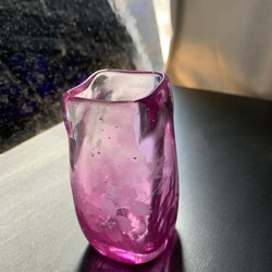 ガラスの花瓶　サンドブラスト桜 3枚目の画像